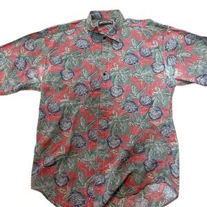 American Eagle Shirt Mens Size M Tropical Allover Print Button Up Vacation Wear